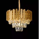Ver imagem 2 de Lustre Pendente Redondo Metal Dourado e Cristais 5e14 38cm