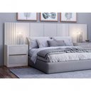 Ver imagem 2 de Cabeceira Cama Casal Ripado Off White/Freijó