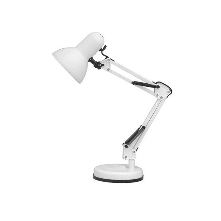Luminária Mesa Articulada Escritório Regulavel Leitura Base Metal Articulavel Branca