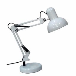 Luminária Mesa Articulada Escritório Regulavel Leitura Base Metal Articulavel Branca - 3