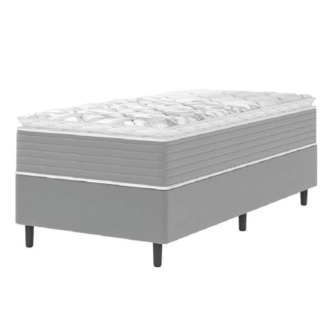 Cama Box Solteiro Molas Ensacadas Pillow Top 88x188x63cm Martino Cinza Umaflex