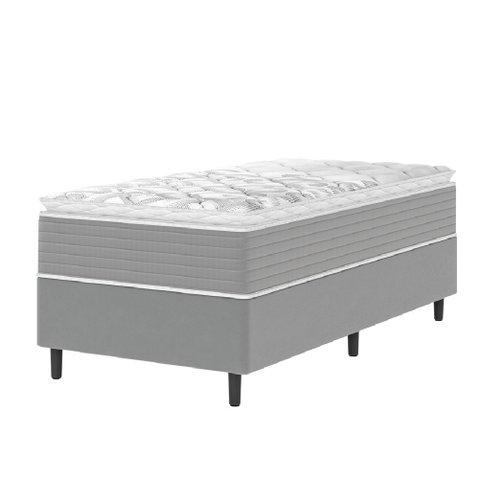 Cama Box Solteiro Molas Ensacadas Pillow Top 88x188x63cm Martino Cinza Umaflex