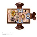 Ver imagem 3 de Mesa retangular 3 lugares para cozinha em madeira e 28 azulejos - Frutas
