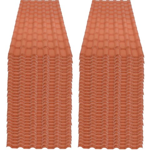 Kit com 45 Telha PVC Plan Cerâmica 2,42 Metros X 88cm com 6 Ondas Terracota - P3010021 - Afort