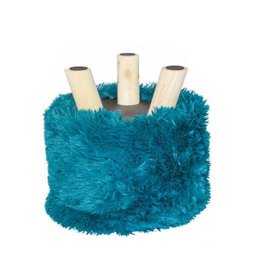 Puff Baú Pelucia Felpudo Redondo Azul Turqueza e Tampa Banqueta - 5