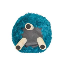 Puff Baú Pelucia Felpudo Redondo Azul Turqueza e Tampa Banqueta - 4