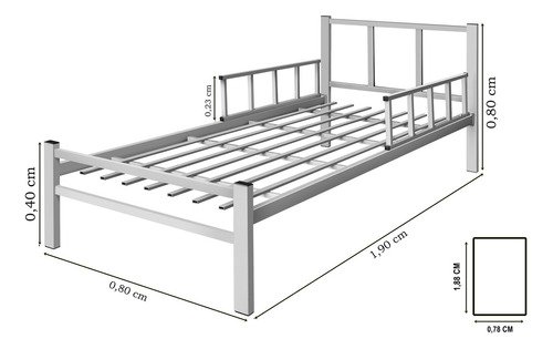 Cama Solteiro Int. de Tubolar/aço Alojamentos.:cinza - 2