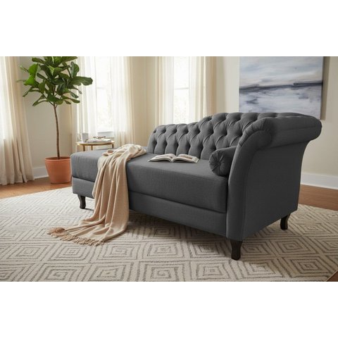 Recamier Decorativo Divã Styllus Lado Esquerdo Couro Cinza