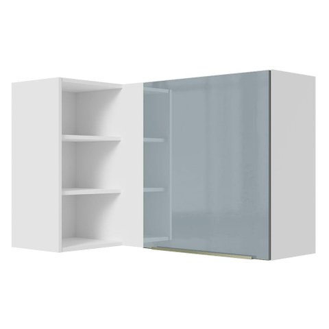 Armário Aéreo de Canto com Adega Acoplada Madesa Lux 1 Porta Branco/Cinza