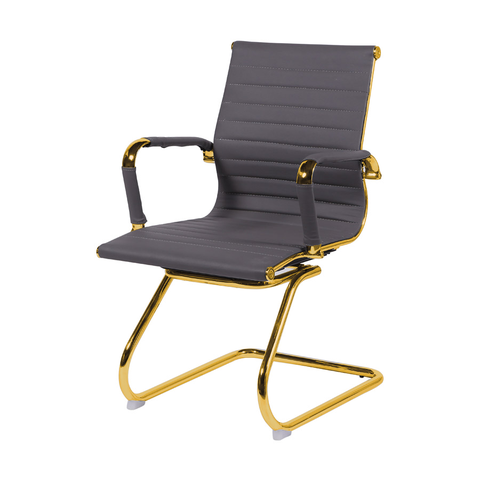 Cadeira de Escritório Eames Cinza - Fixa | Dourado Brilho