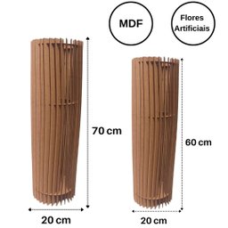 Vaso de Chão Decorativo Grande Torre -:preto/kit com 2 - 70x20cm e 60x20cm - 2