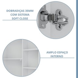 Espelheira Para Banheiro 1 Porta 3 Prateleiras Treviso  - 4