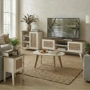 Ver imagem 1 de Conjunto Charlotte 180cm Retrô Tv 75" 4 Peças Pinho / Off White