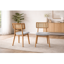 Ver imagem 3 de Conjunto Sala de Jantar Florença Mesa e Cadeiras Organicas Madeira Maciça Tela Palhinha Rattan