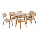 Ver imagem 1 de Conjunto Sala de Jantar Florença Mesa e Cadeiras Organicas Madeira Maciça Tela Palhinha Rattan