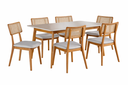 Ver imagem 1 de Conjunto Sala de Jantar Florença Mesa e Cadeiras Organicas Madeira Maciça Tela Palhinha Rattan
