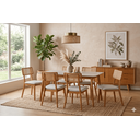 Ver imagem 2 de Conjunto Sala de Jantar Florença Mesa e Cadeiras Organicas Madeira Maciça Tela Palhinha Rattan