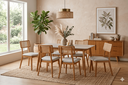 Ver imagem 2 de Conjunto Sala de Jantar Florença Mesa e Cadeiras Organicas Madeira Maciça Tela Palhinha Rattan