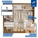 Ver imagem 4 de Guarda-roupa Casal 3 Portas 4 Gavetas de Correr Itália - Freijó