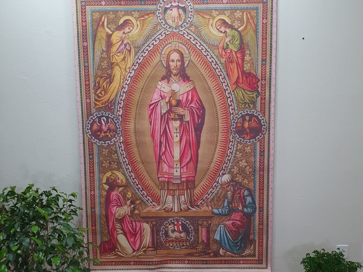 Arte Sacra Jesus Sacerdote Impressão Digital em Tecido