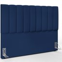 Ver imagem 3 de Kit Cabeceira Cama Box Casal King 195cm com Calçadeira Baú Dália W01 Suede Azul Marinho Lyam