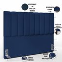Ver imagem 4 de Kit Cabeceira Cama Box Casal King 195cm com Calçadeira Baú Dália W01 Suede Azul Marinho Lyam