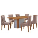 Ver imagem 1 de Mesa de Jantar Isadora Tampo Mdf 6 Cadeiras Isadora Moderna Linho Capuccino Naturale