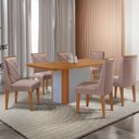 Ver imagem 2 de Mesa de Jantar Isadora Tampo Mdf 6 Cadeiras Isadora Moderna Linho Capuccino Naturale