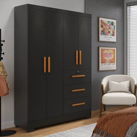 Guarda-roupa 4 Portas 200,5cm X 120,4cm Amanda