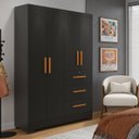 Ver imagem 1 de Guarda-Roupa 4 Portas 200,5x120,4cm Amanda Yescasa Preto