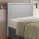 Ver imagem 1 de Cabeceira para Cama Box com Frame Casal 138cm Cravejada Dama Linho Bouclê Cinza Sofa Store