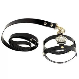 Coleira Peitoral com Guia para Cães Princess Preta Bicho com Luxo - Preta 3 Peitoral (60cm) Guia (1, - 1