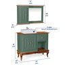 Gabinete para Banheiro 2 Portas com Cuba e Espelheira Dália 3058 - Verde Musgo/imbuia Glazer - 6