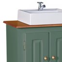 Ver imagem 3 de Gabinete para Banheiro 2 Portas com Cuba e Espelheira Dália 3058 - Verde Musgo/imbuia Glazer