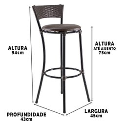 Kit 4 Banquetas Alta Forts Fibra Sintética UV Para Área De Churrasco, Jardim, Bar, Piscina, Área De  - 3