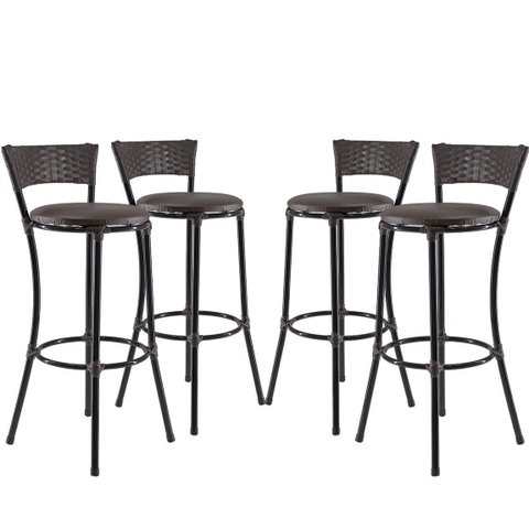 Kit 4 Banquetas Alta Forts Fibra Sintética UV Para Área De Churrasco, Jardim, Bar, Piscina, Área De 