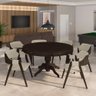Conjunto Mesa de Jogos Bellagio e 6 Cadeiras Madeira Poker Base Estrela Linho Offwhite/capuccino - 8