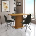 Ver imagem 1 de Mesa Jantar Londres Tampo Canela 120cm 4 Cadeiras Ferro Preto Estofado Verde