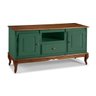 Conjunto Rack 60811m + Painel 50505 para Sala Pés Luiz Xv 1 Gaveta 2 Portas - Verde Musgo/imbuia - 2