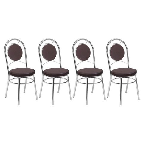 Conjunto 4 Cadeiras para Cozinha Debrum Yescasa Cromado/Marrom