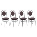 Ver imagem 1 de Conjunto 4 Cadeiras para Cozinha Debrum Yescasa Cromado/Marrom