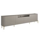 Ver imagem 1 de Rack para Sala de Estar Tv 75 Pol 4 Portas Brise Pés Industrial Dourado Alef I03 Grigio - Lyam Decor