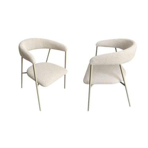 Kit 2 Cadeiras Estofadas Verona Aço Champanhe Boucle Branco