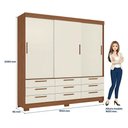 Ver imagem 2 de Guarda Roupa Casal 3 Portas 9 Gavetas Morretes e Cômoda Havana Master com Pés Jatobá Areia -