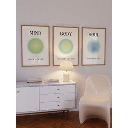 Kit 3 Quadros Decorativos Mente Corpo e Alma - 1