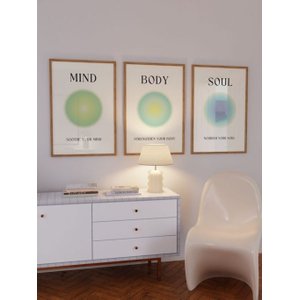 Kit 3 Quadros Decorativos Mente Corpo e Alma