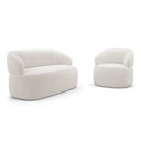 Ver imagem 1 de Kit Poltrona Giratória e Sofá Orgânico Living Glee 03 Lugares 170cm Bouclê Off White - Desk