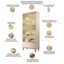 Ver imagem 3 de Cristaleira para Sala de Jantar com Led 2 Portas Vidro Lúmen B01 Off White Champanhe - Lyam Decor