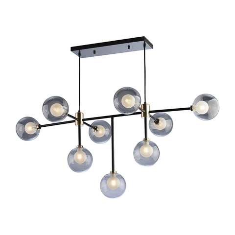 Lustre/pendente Sputnik Manhattan Preto/dourado 9 Lâmpadas