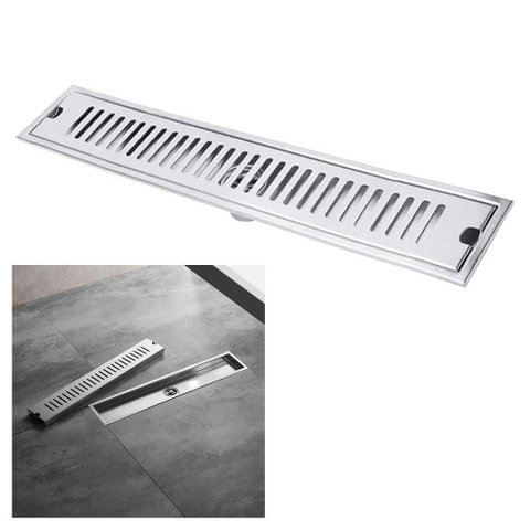 Ralo Linear Inox 40cm Banheiro Area Externa Anti Odor Anti Inseto